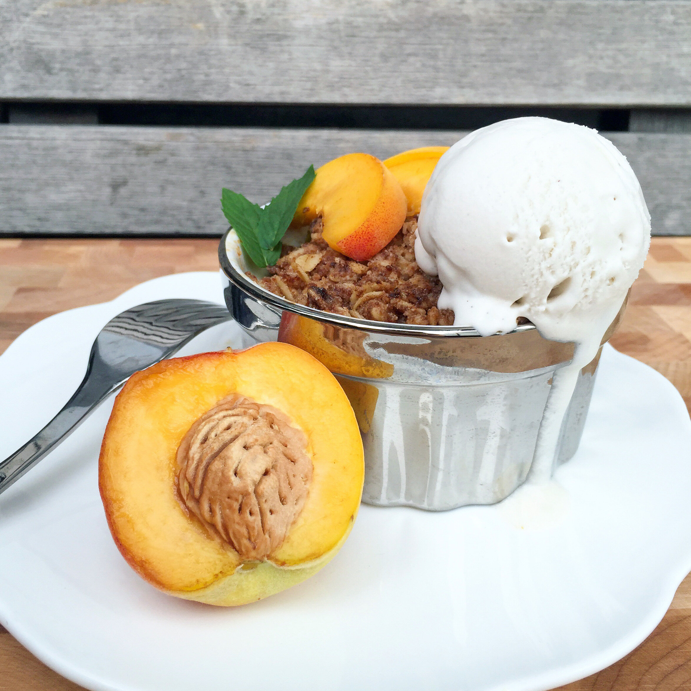 Easy Vegan Peach Crisp (gluten-free option) 