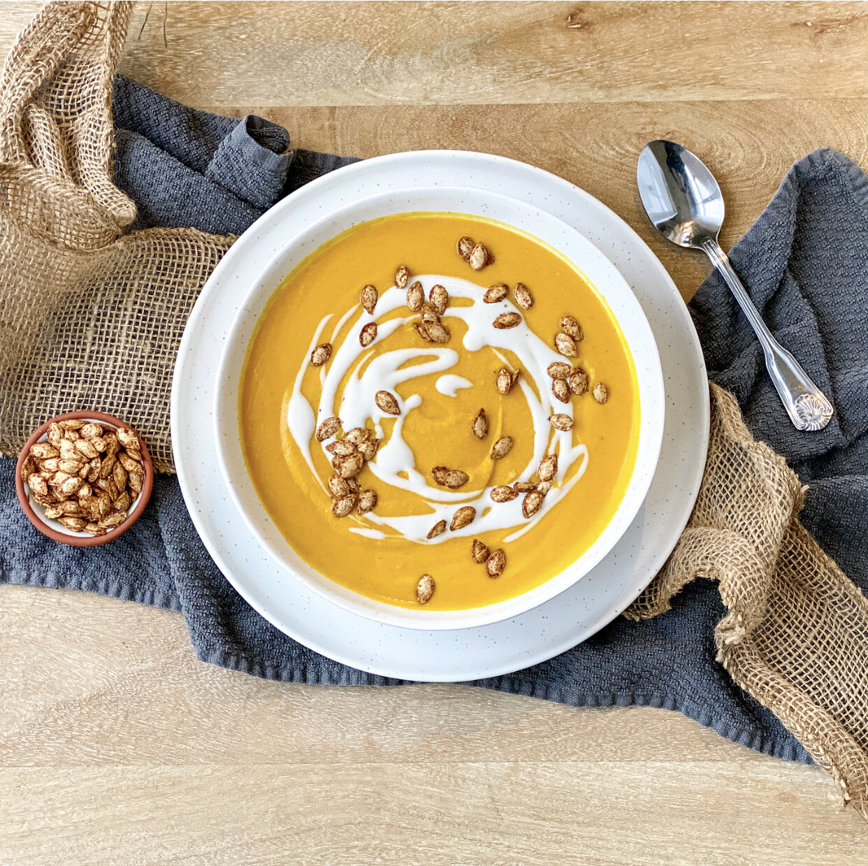 Creamy Curry Butternut Squash Soup (vegan, oil-free &amp; gluten-free) 