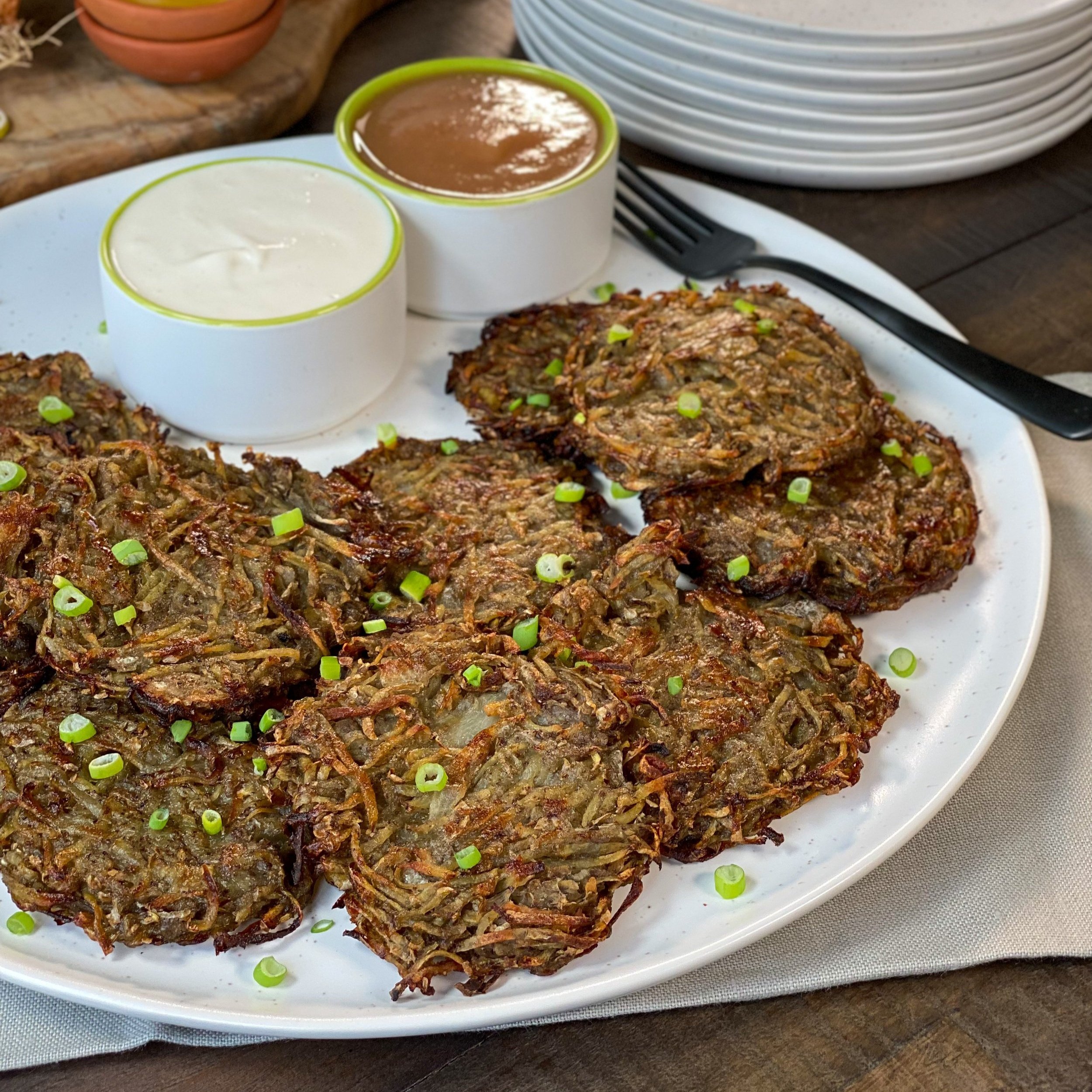 Vegan Potato Latkes - Baked, Not Fried! (gluten-free option)